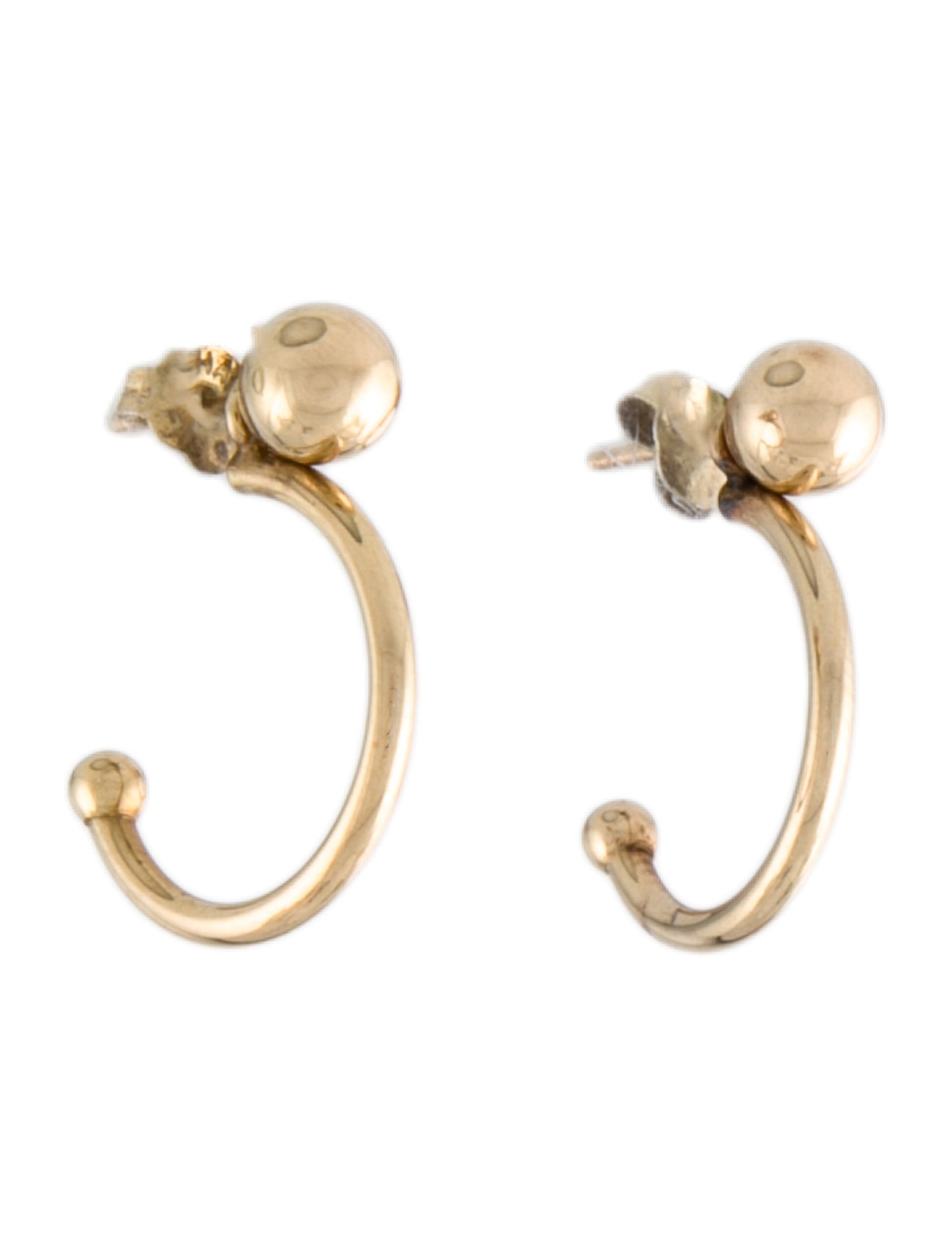 Earrings 14K Ball Studs w/ Hoop Enhancers 14K Yellow Gold Earring