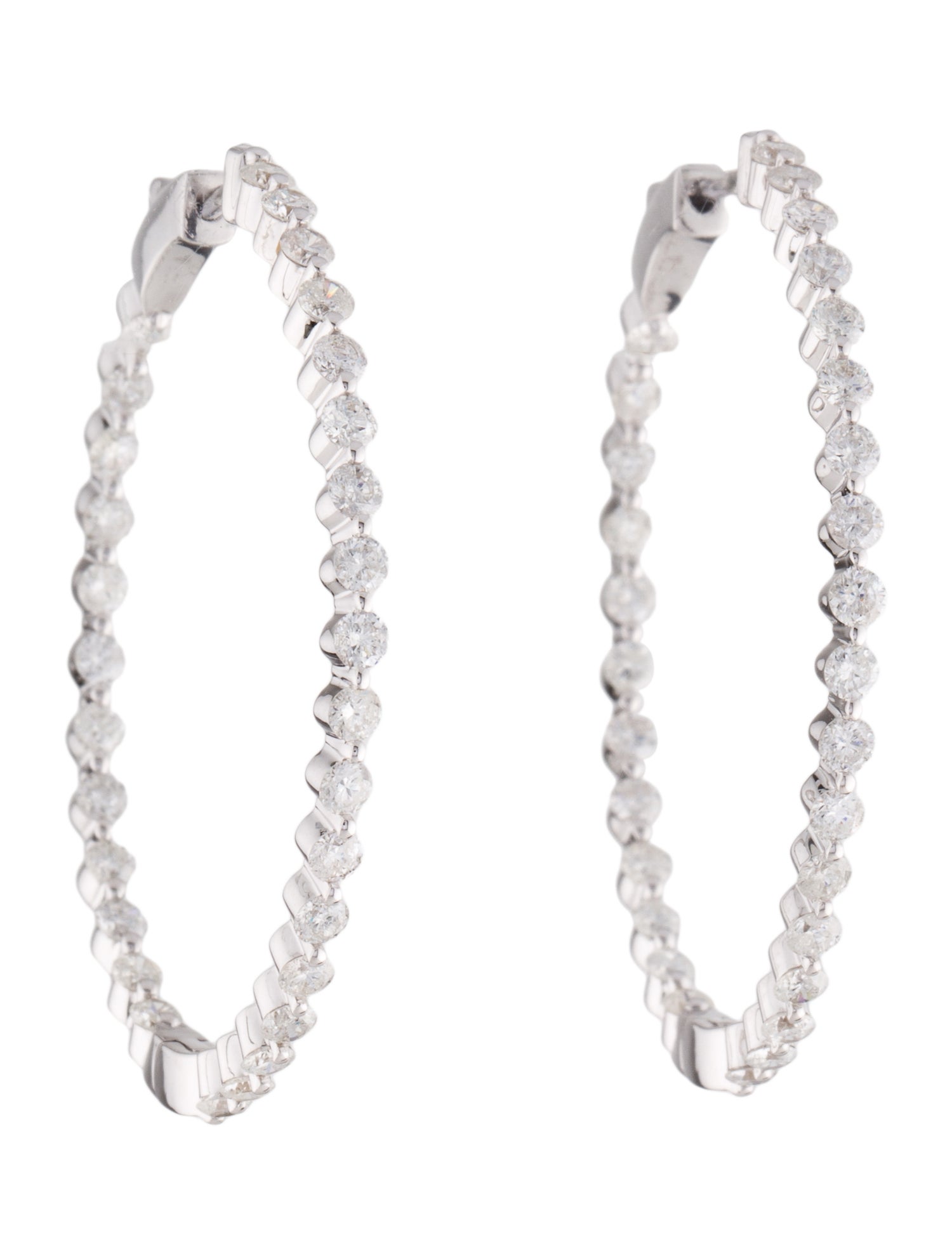 Earrings 14K 3.00ctw Diamond Inside-Out Oval Hinged Hoop Earrings