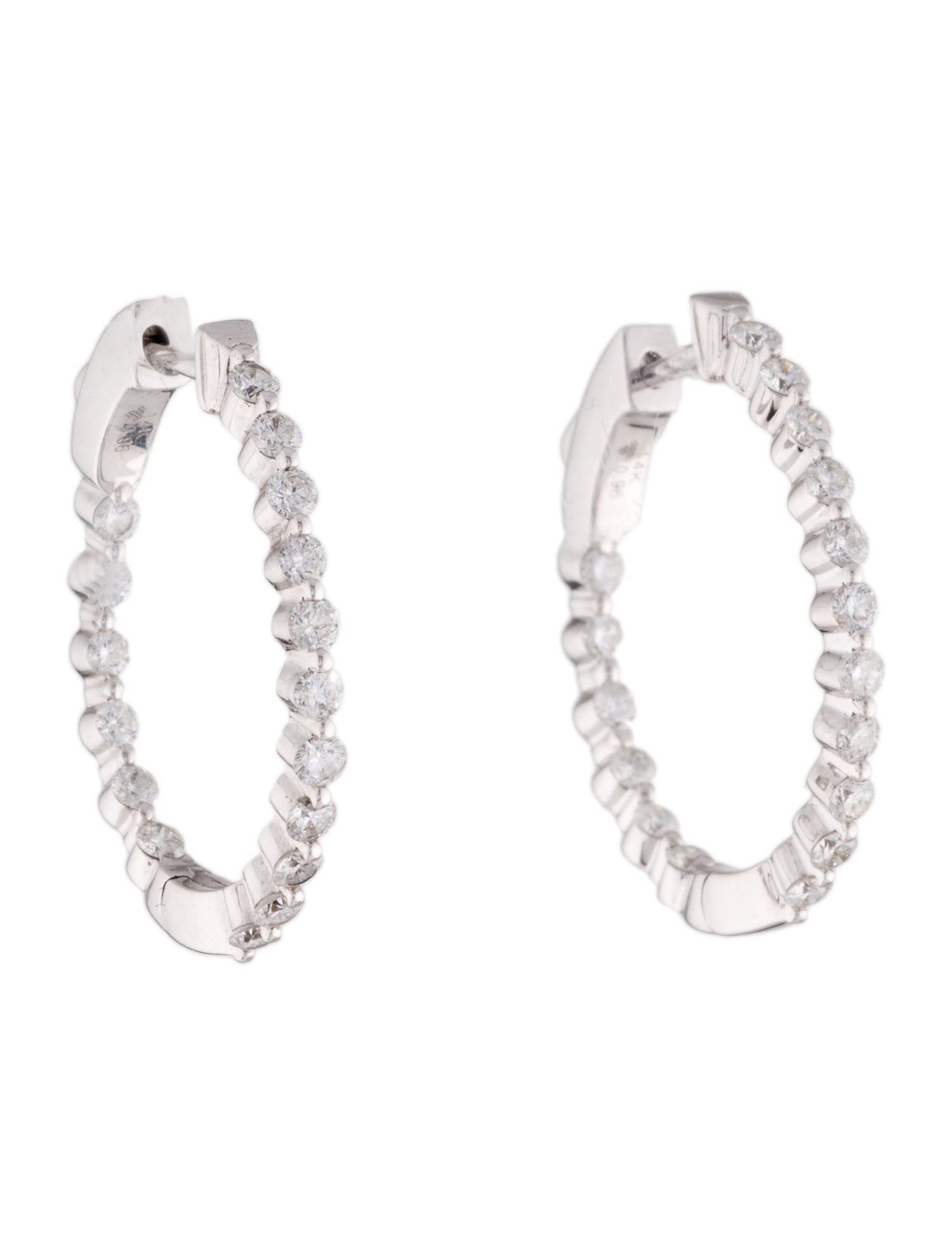 Earrings 14K Diamond Inside Out Hoop Earrings - Rhodium-Plated 14K ...