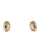 Earrings 14K Two Toned Diamond & Pink Sapphire Earrings