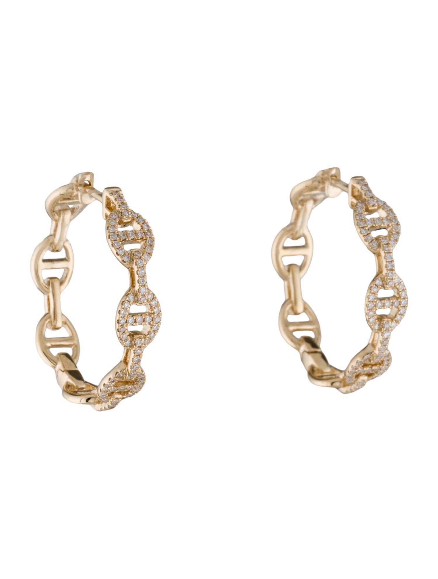 Earrings 14K Diamond Link Hoop
