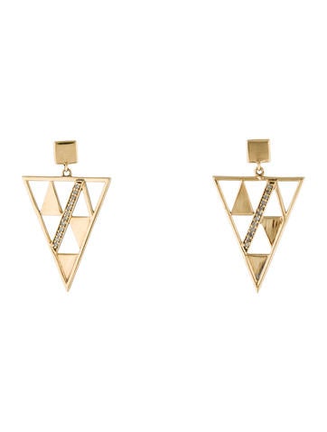 14K Diamond Triangle Drop Earrings