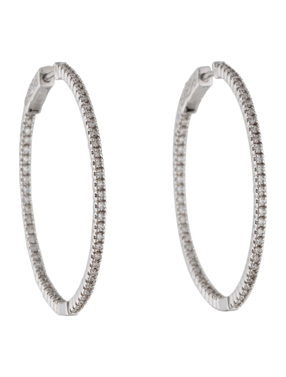 Earrings 14K 1.20ctw Diamond Inside-Out Hoop Earrings - Rhodium-Plated ...