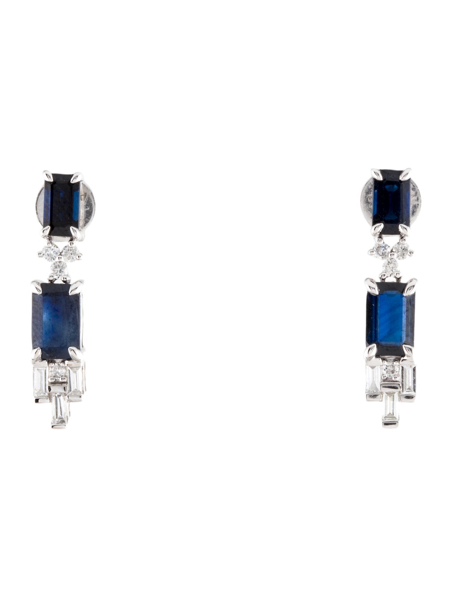 Earrings 14K Sapphire & Diamond Drop Earrings