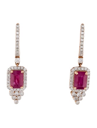 Earrings 14K 2.06ctw Ruby & Diamond Drop Earrings