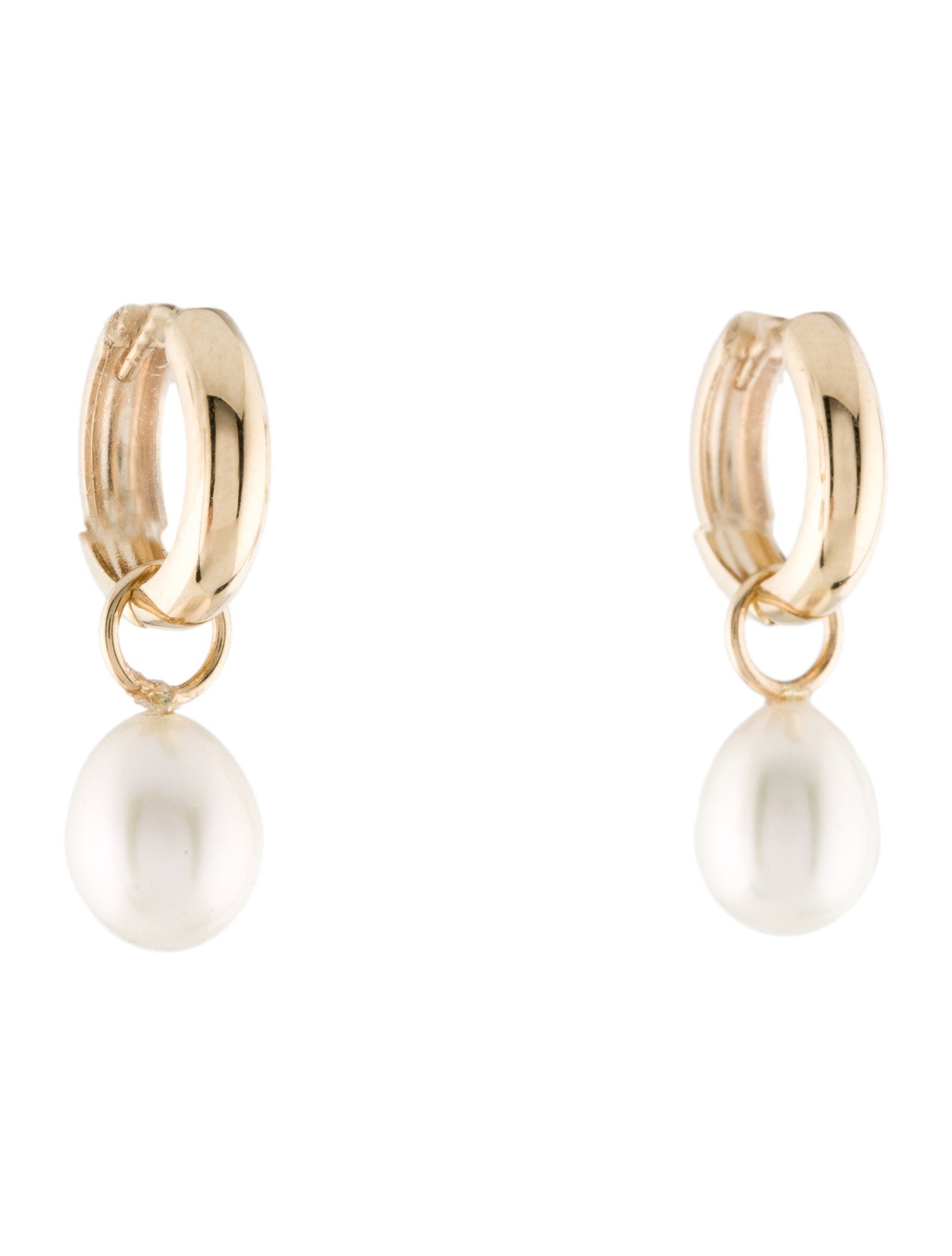 Earrings 14K Pearl Enhancers on Huggie Earrings 14K Yellow Gold
