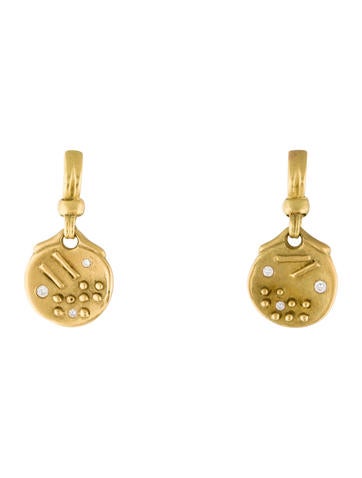 18K Diamond Abstract Medallion Drop Earrings