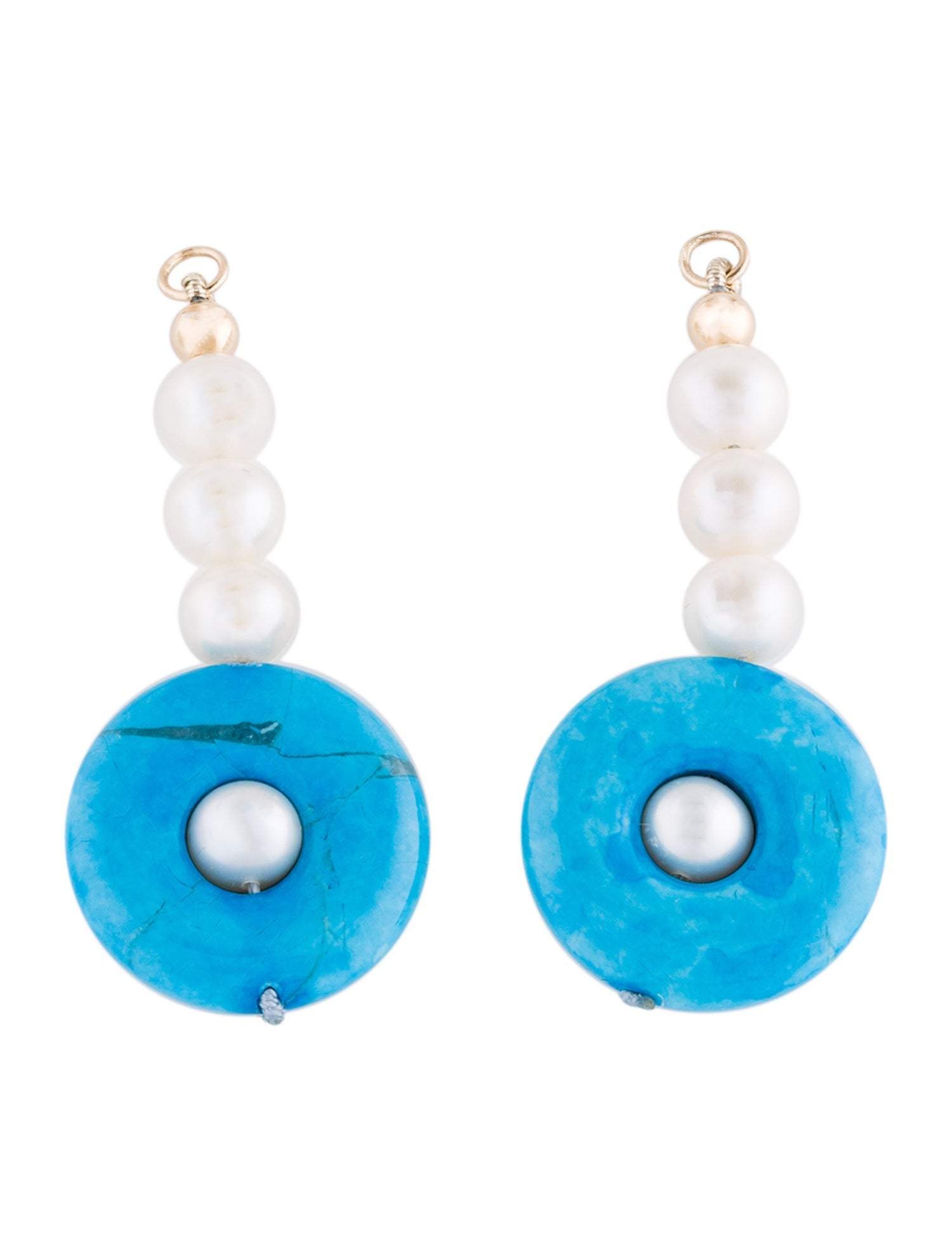 Earrings 18K Pearl & Dyed Magnesite Earring Enhancers 18K Yellow Gold