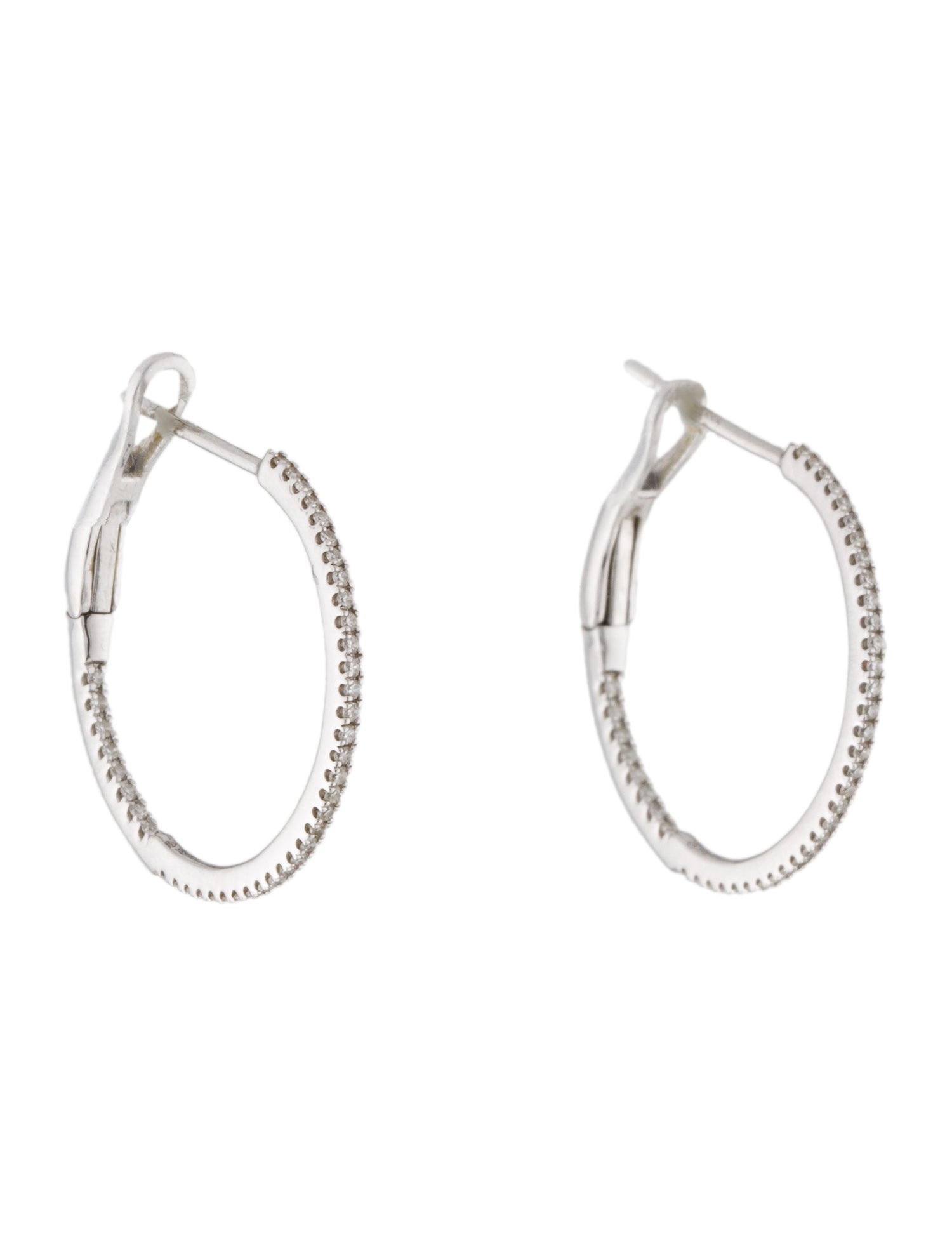 Earrings 14K Diamond Inside-Out Hoop Earrings - Rhodium-Plated 14K ... image.