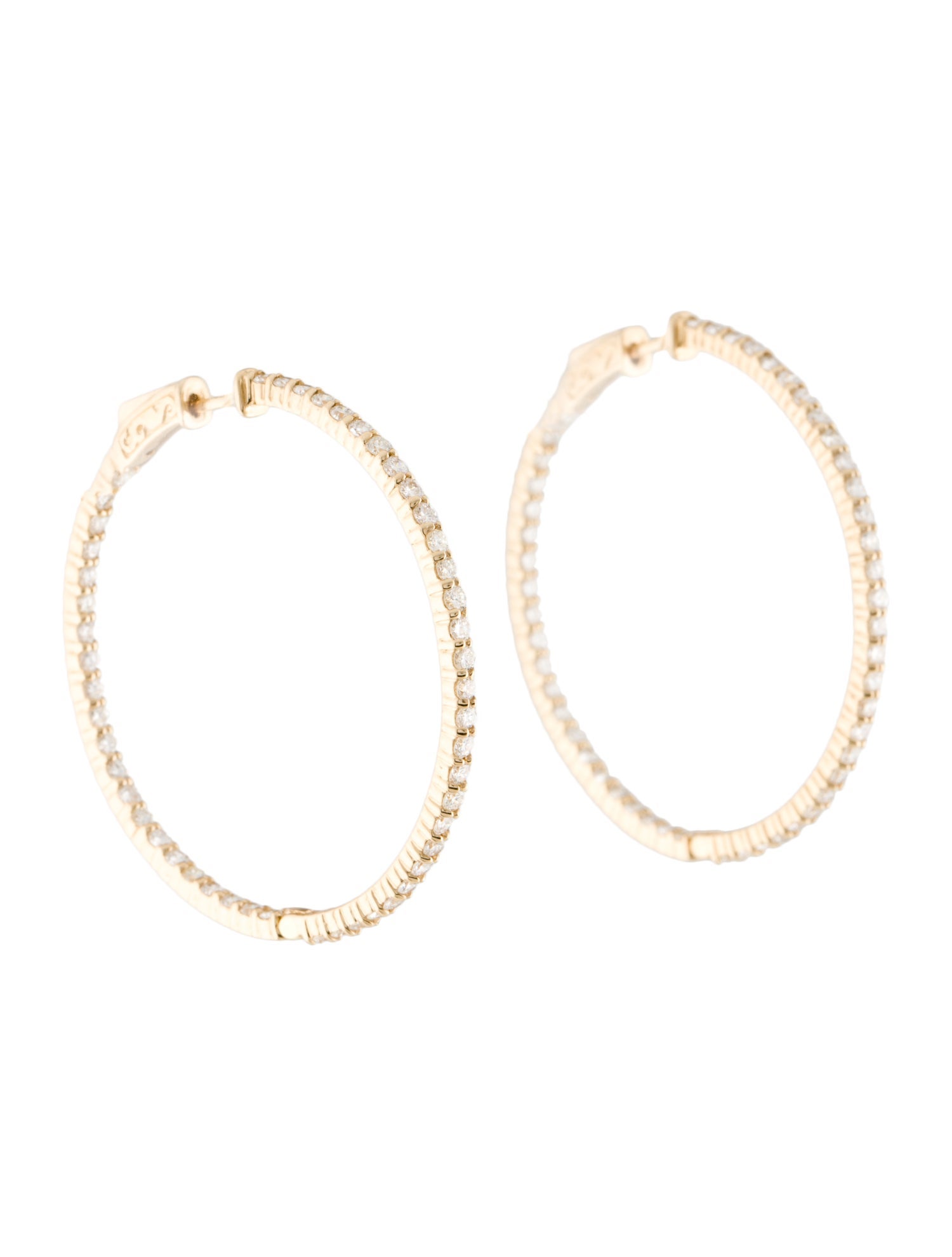 Earrings 14K 3.00ctw Diamond Inside Out Hoop Earrings