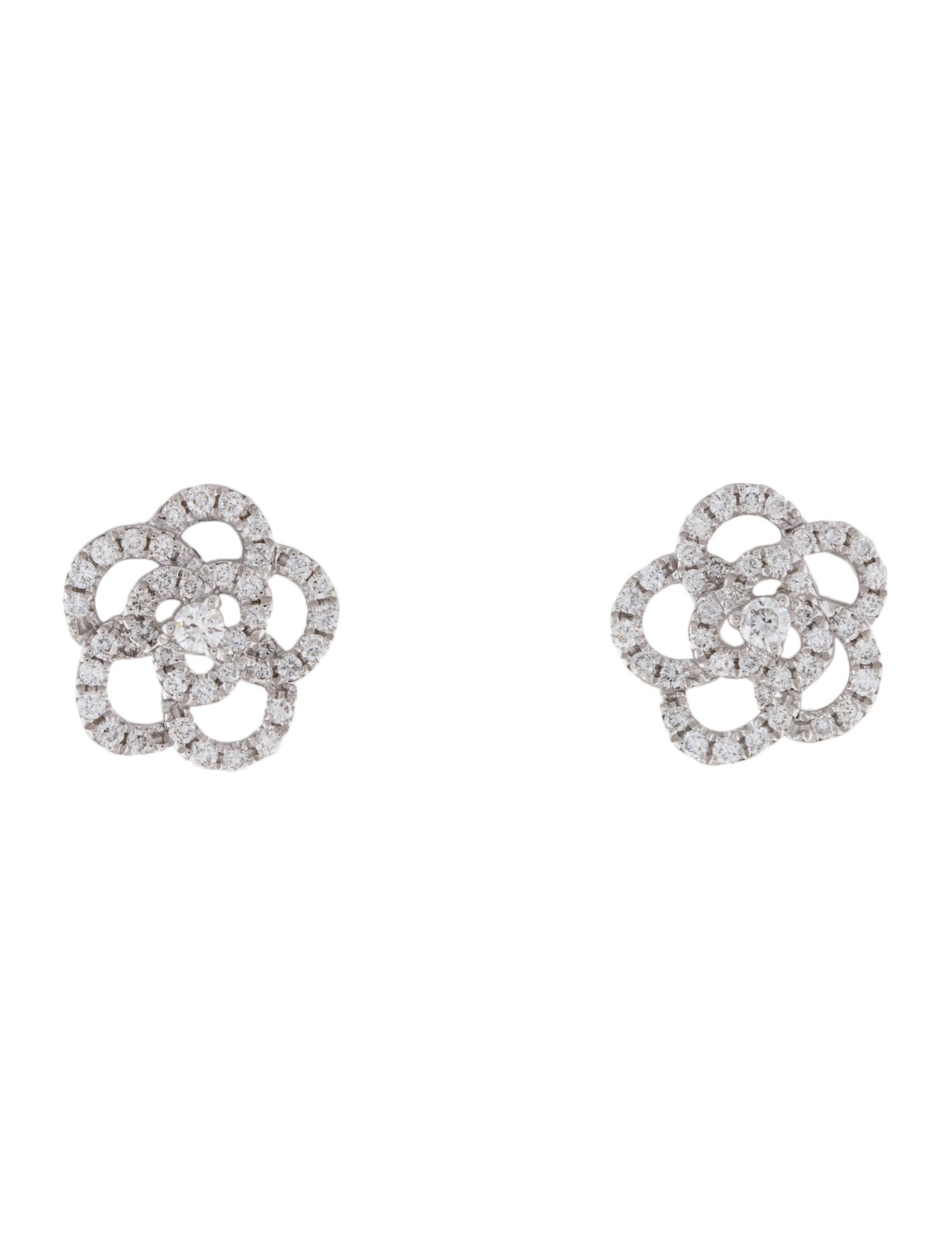Earrings 14K Diamond Flower Stud Earrings