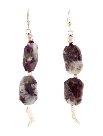 Earrings Drop 14K Tourmaline in Quartz