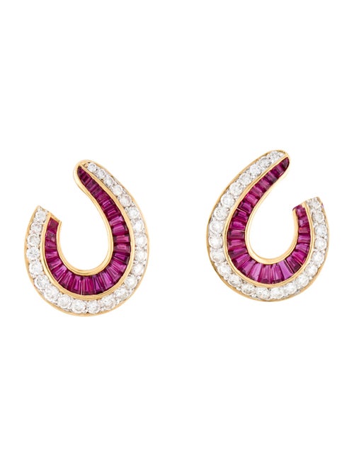 Earrings 18K 3.02ctw Ruby & 2.14ctw Diamond Clip-On Earrings