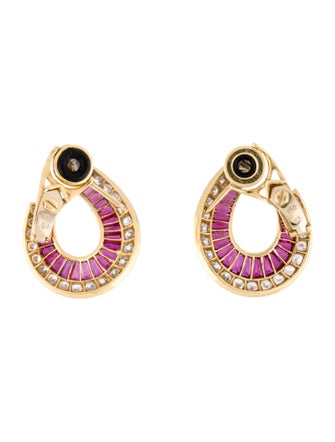 Earrings 18K 3.02ctw Ruby & 2.14ctw Diamond Clip-On Earrings