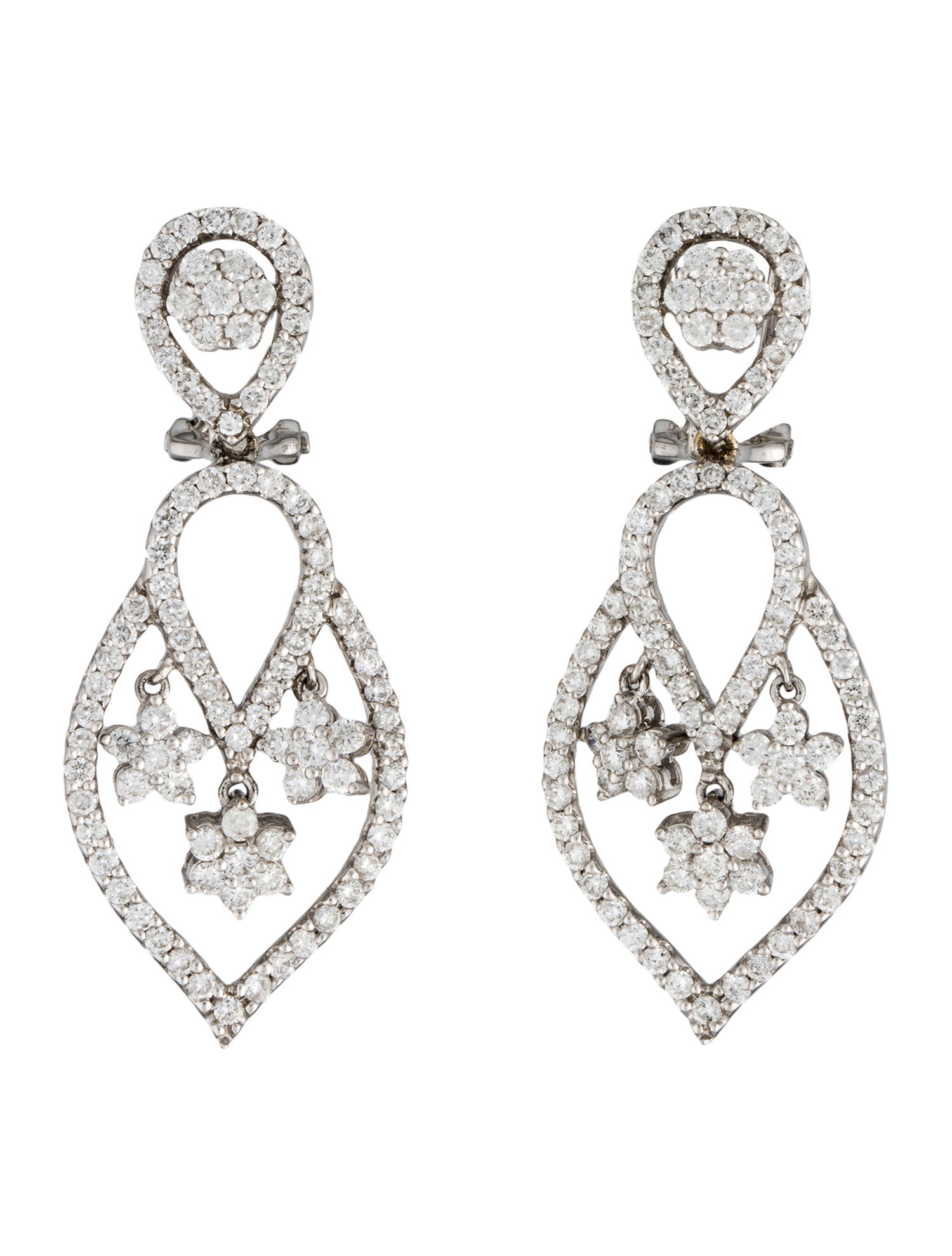 Earrings 18K 3.13ctw Diamond Drop Earclip Earrings