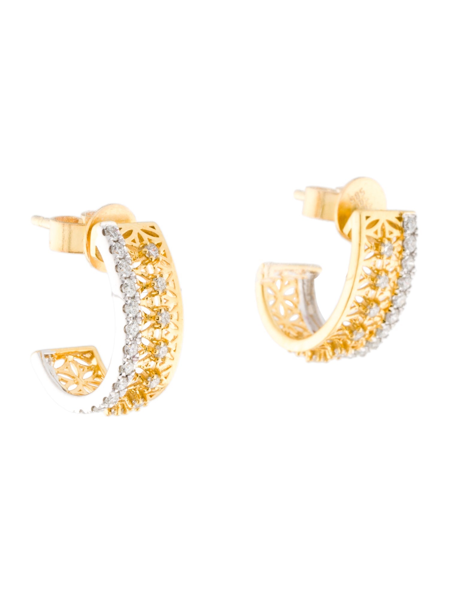 Earrings 14K Diamond Small Hoop Earrings