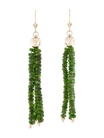 Earrings Drop 14K Diopside Bead
