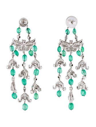 Earrings 18K Emerald & Diamond Chandelier Earrings