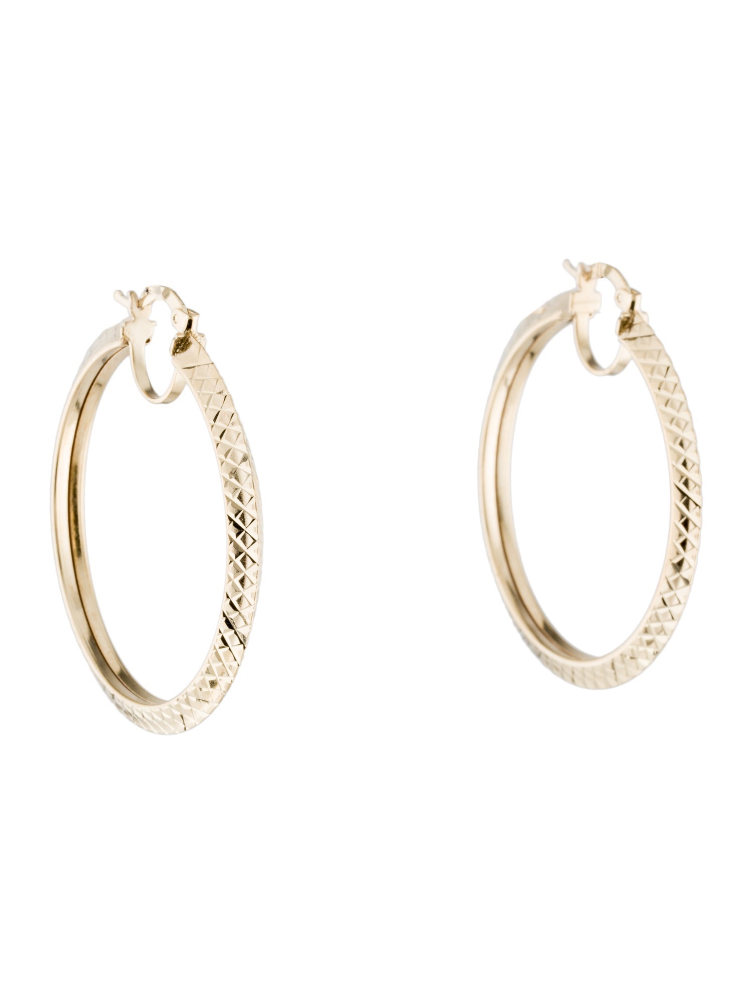 Earrings 14K Engraved Hoop Earrings