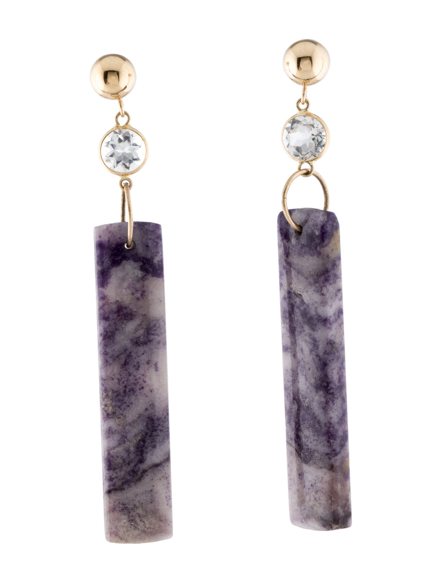 Earrings 14K Chalcedony & Topaz Drop Earrings