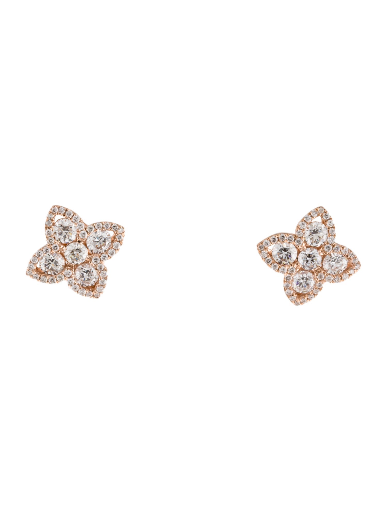 Earrings 14K Diamond Floral Stud Earrings