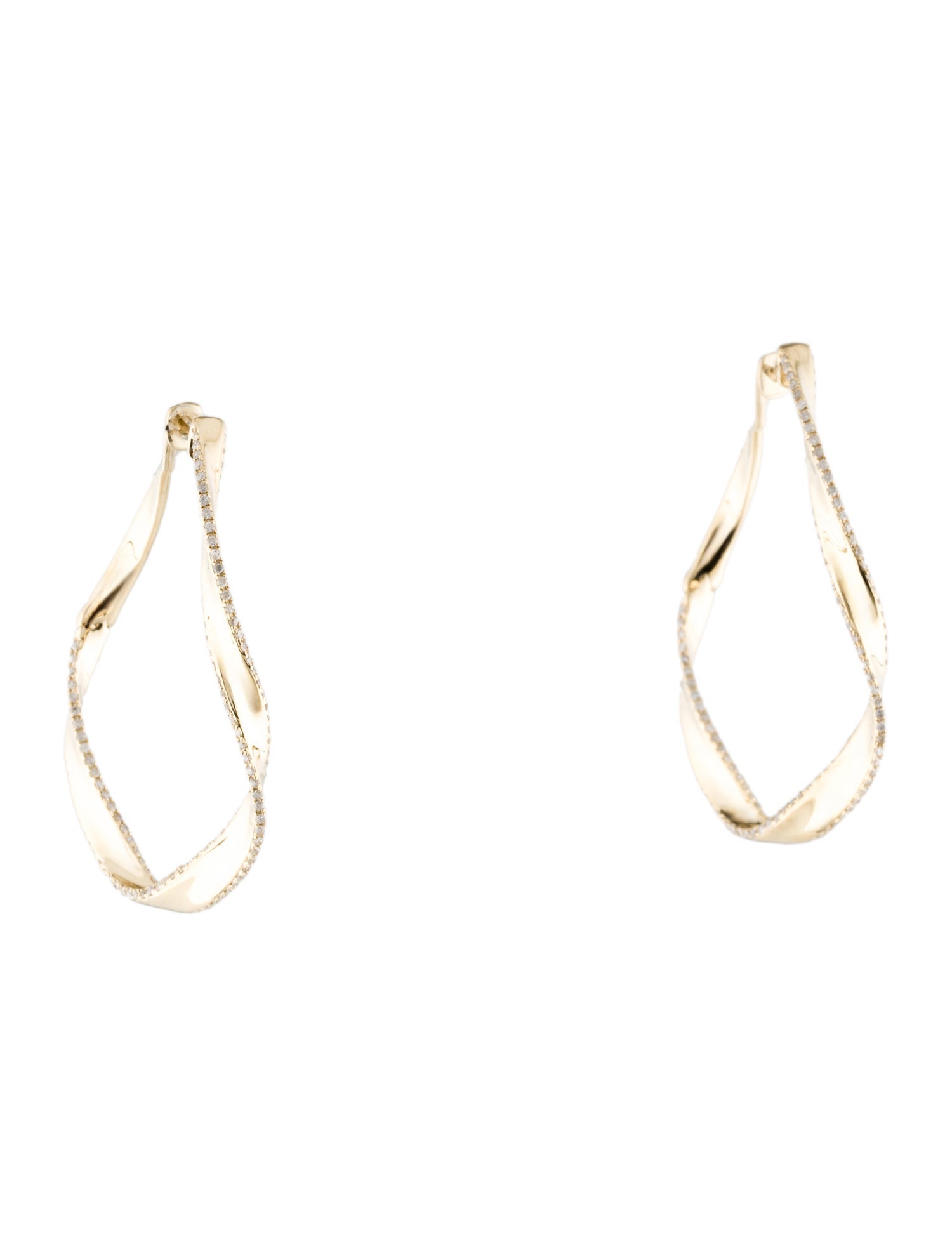 Earrings 14K Diamond Twisted Hoop Earrings