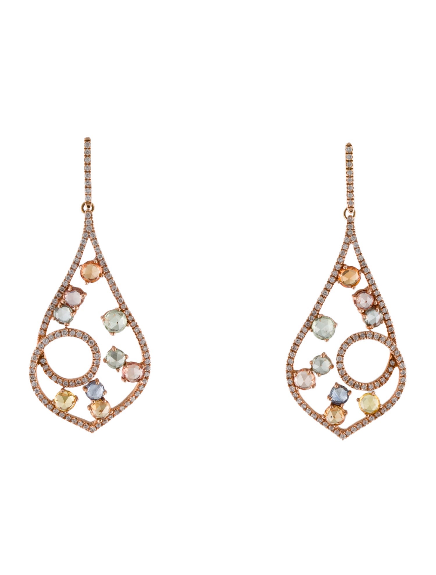 Earrings 14K Sapphire & Diamond Drop Earrings