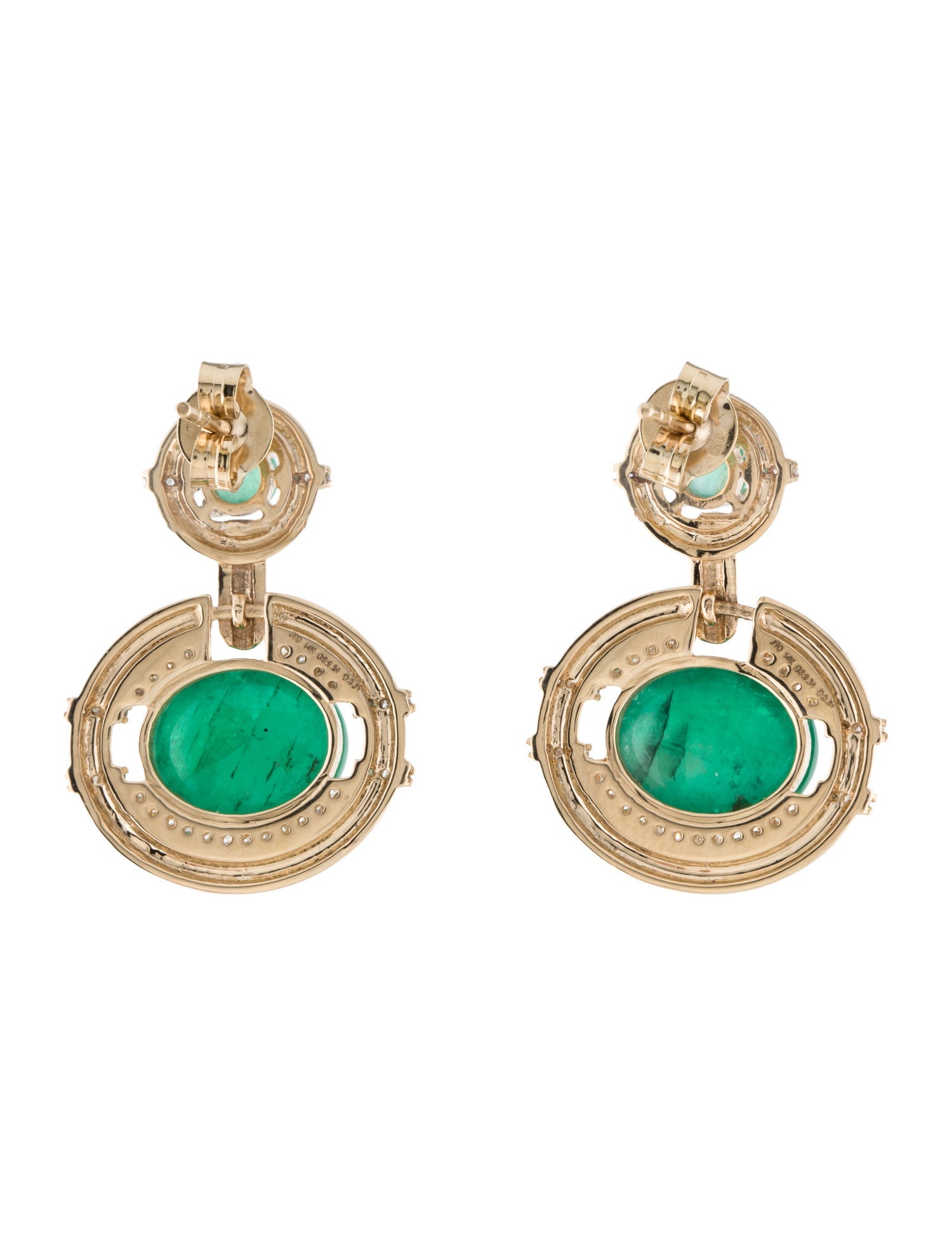 Earrings 14K 9.34ctw Emerald & Diamond Drop Earrings