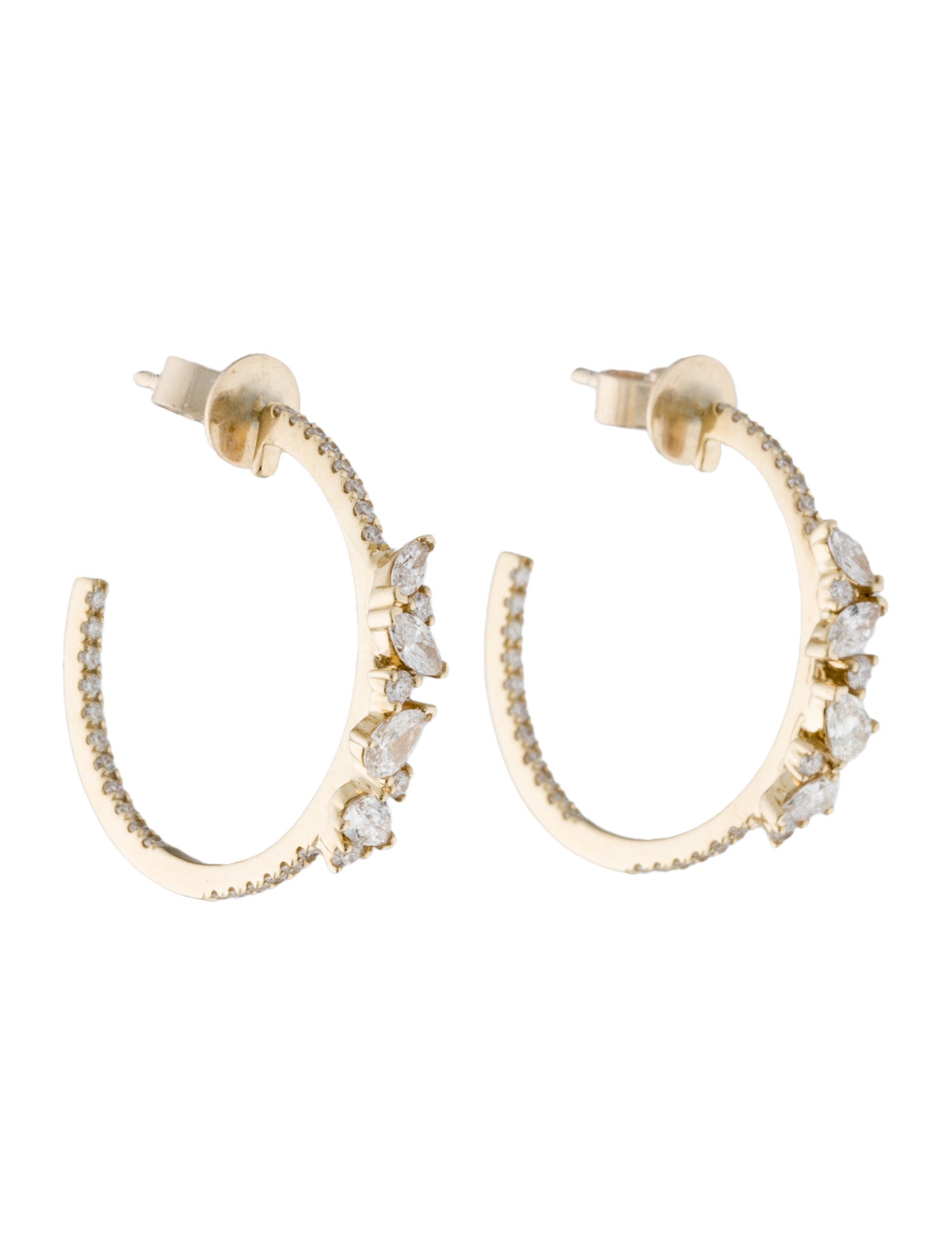 Earrings 14K 1.08ctw Diamond Hoop Earrings