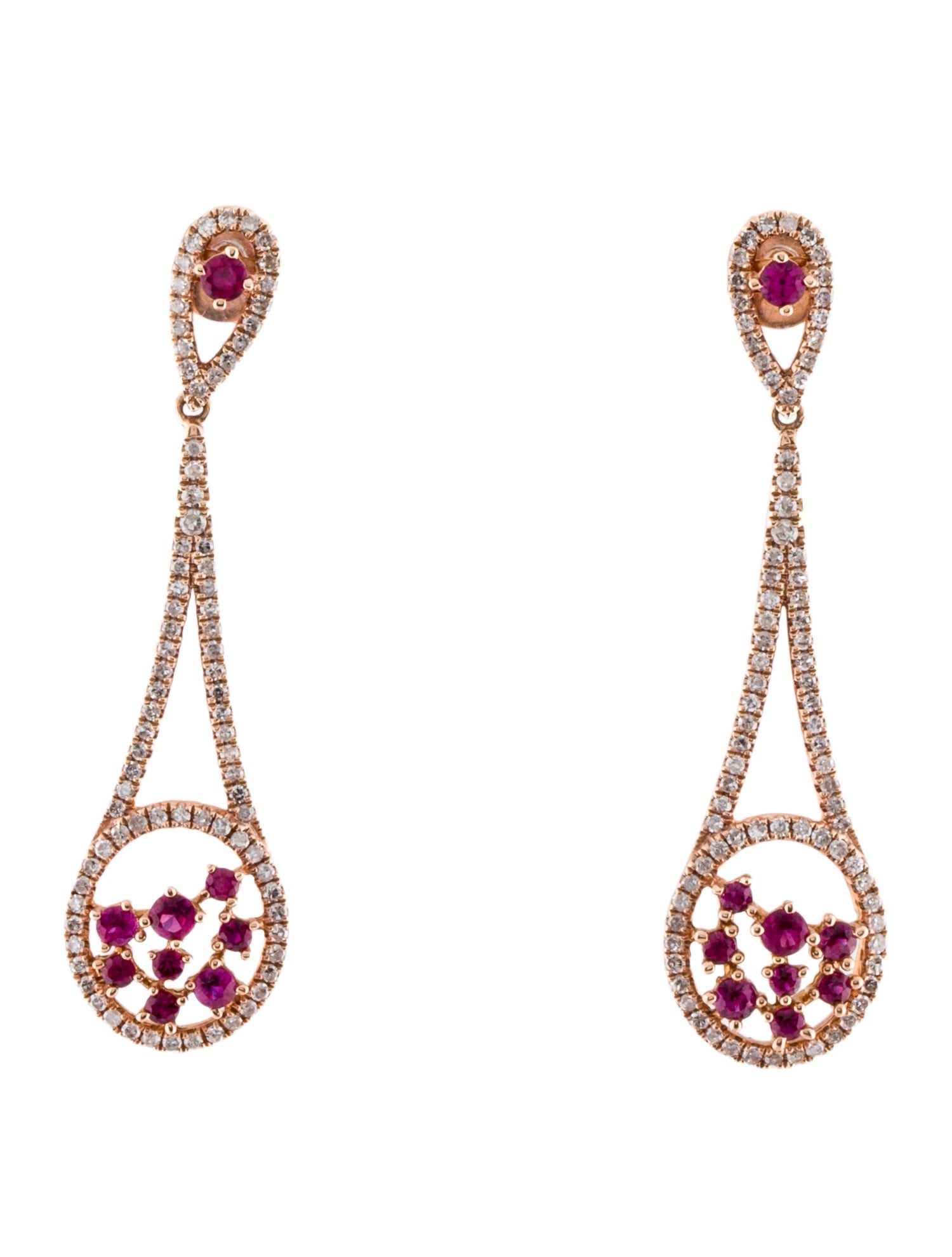 Earrings 14K Ruby & Diamond Drop Earrings