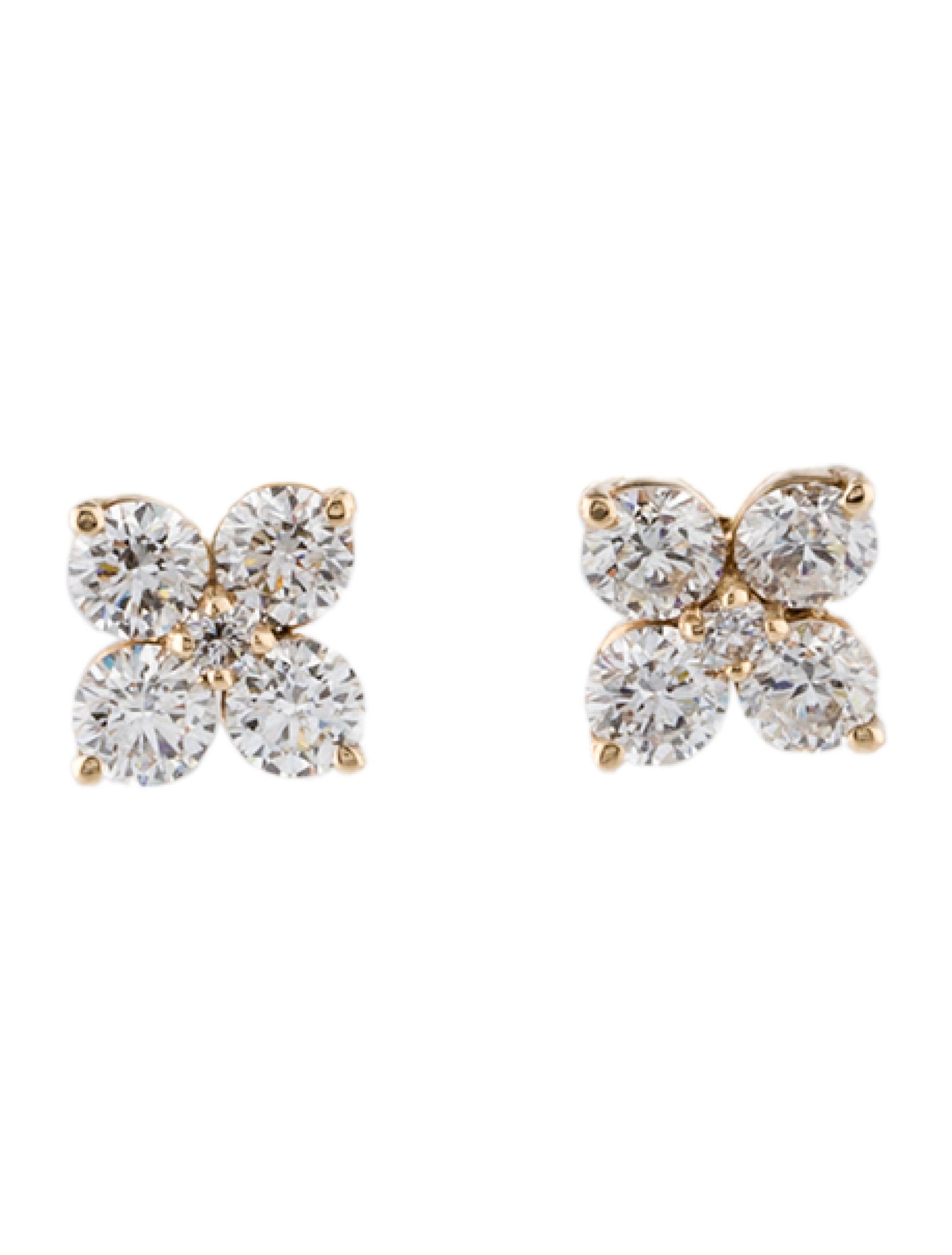 Earrings 14K Diamond Flower Stud Earrings
