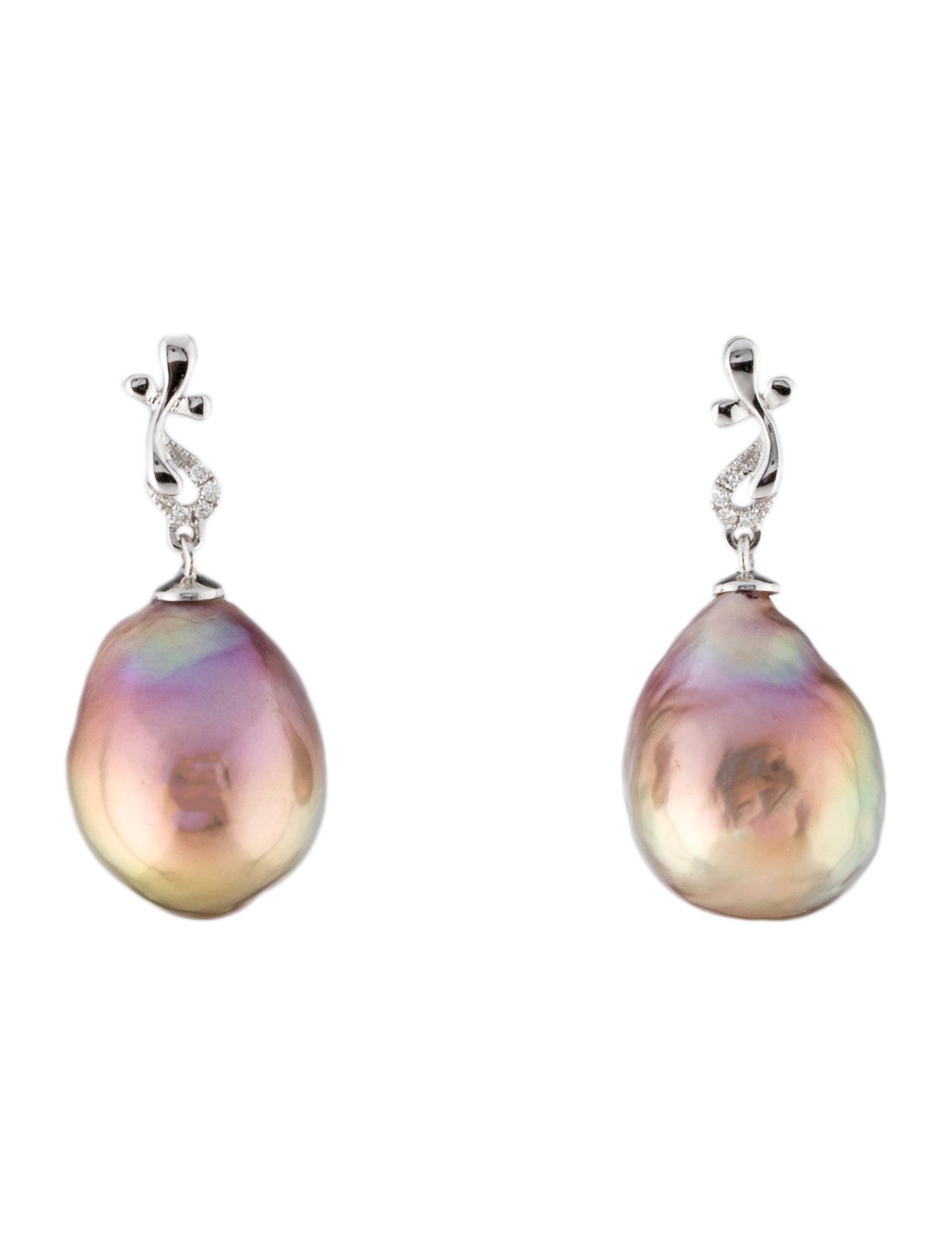 Earrings 18K Diamond & Pearl Drop