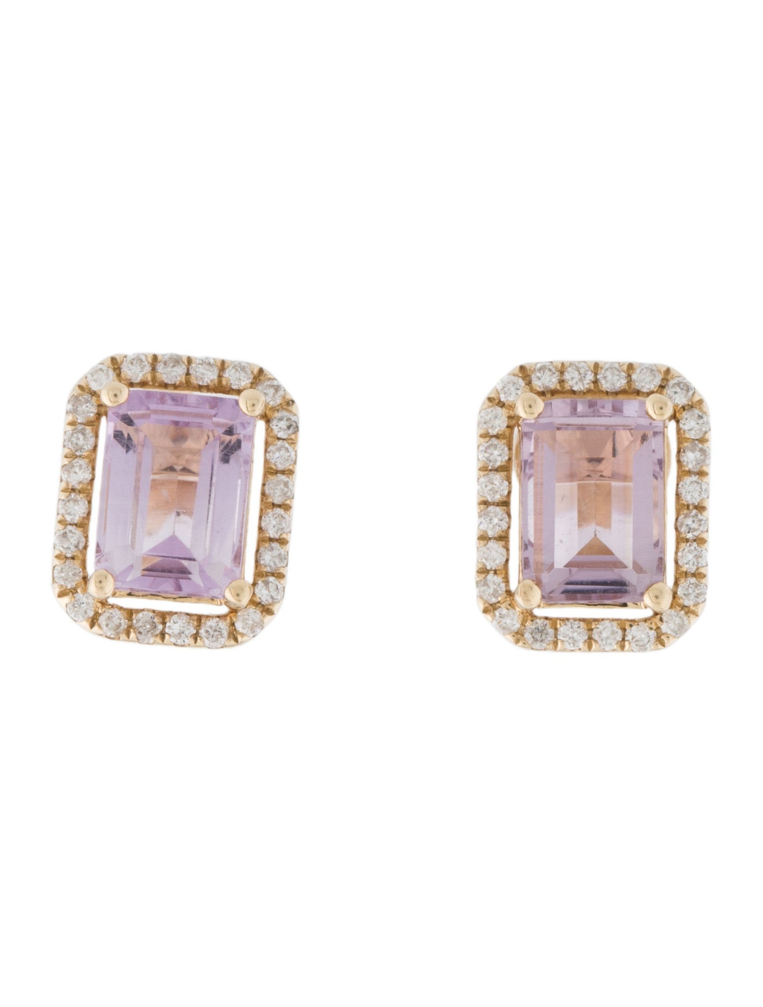 Earrings 14K Amethyst & Diamond Stud
