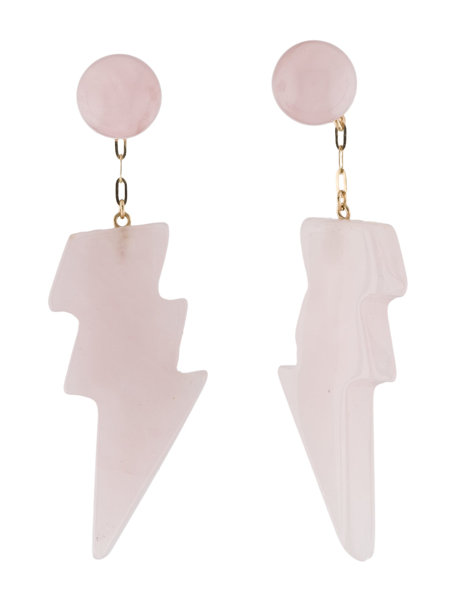 Earrings 14K Rose Quartz Lightning Bolt Drop Earrings