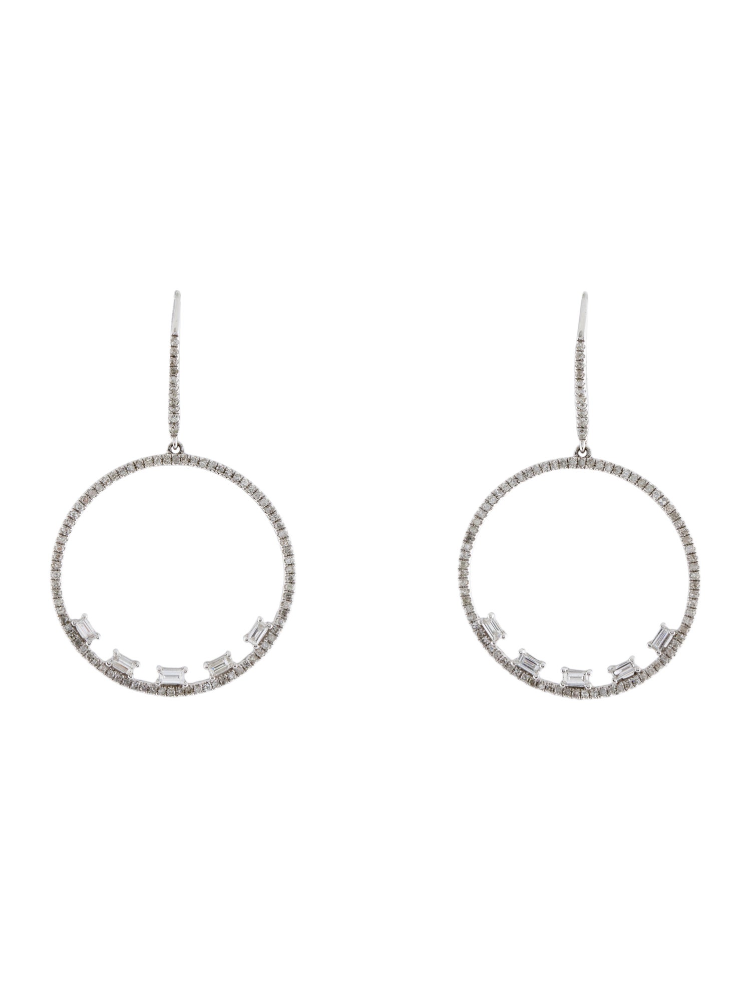 Earrings 14K Diamond Circle Drop Earrings