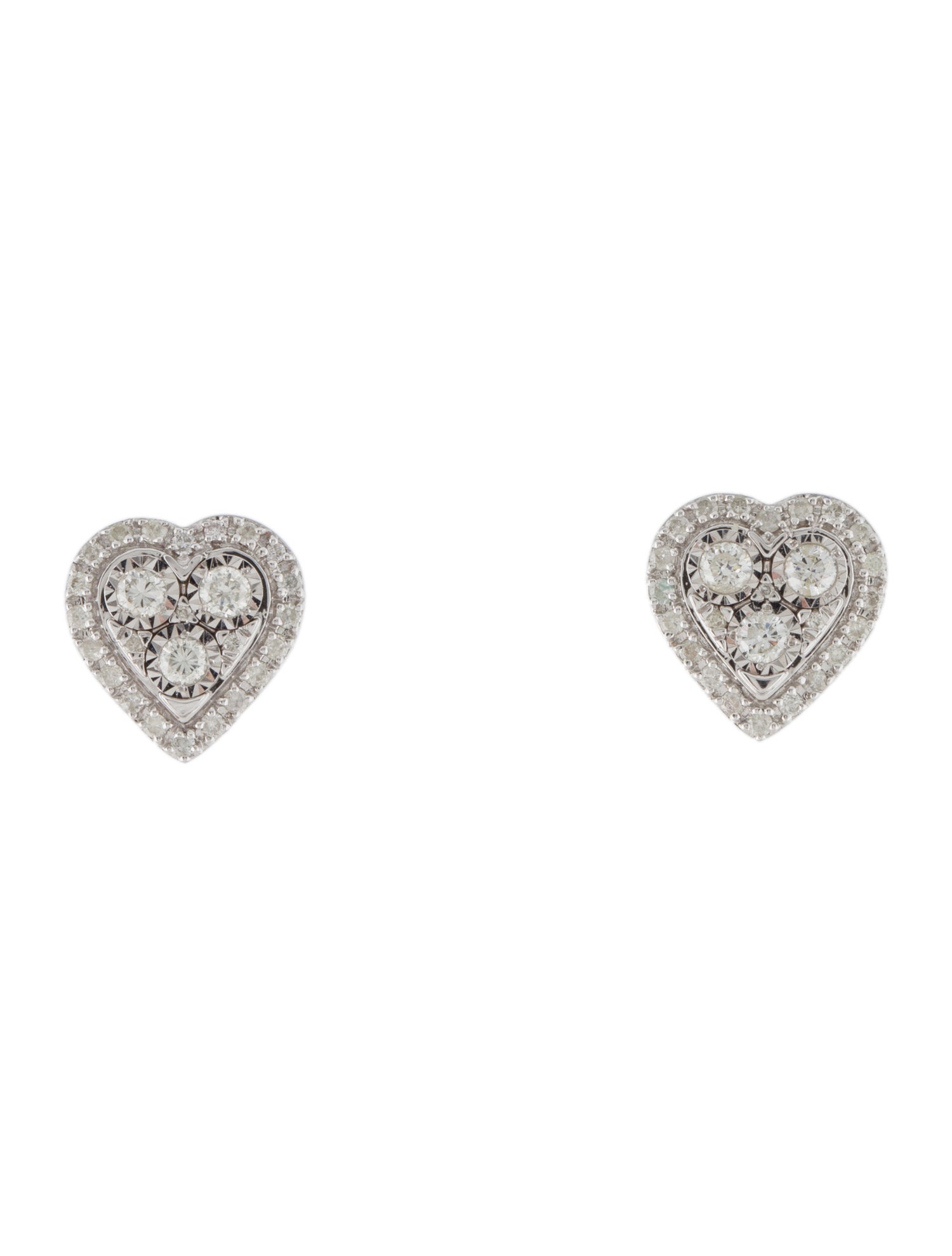 Earrings 14K Diamond Heart Stud Earrings