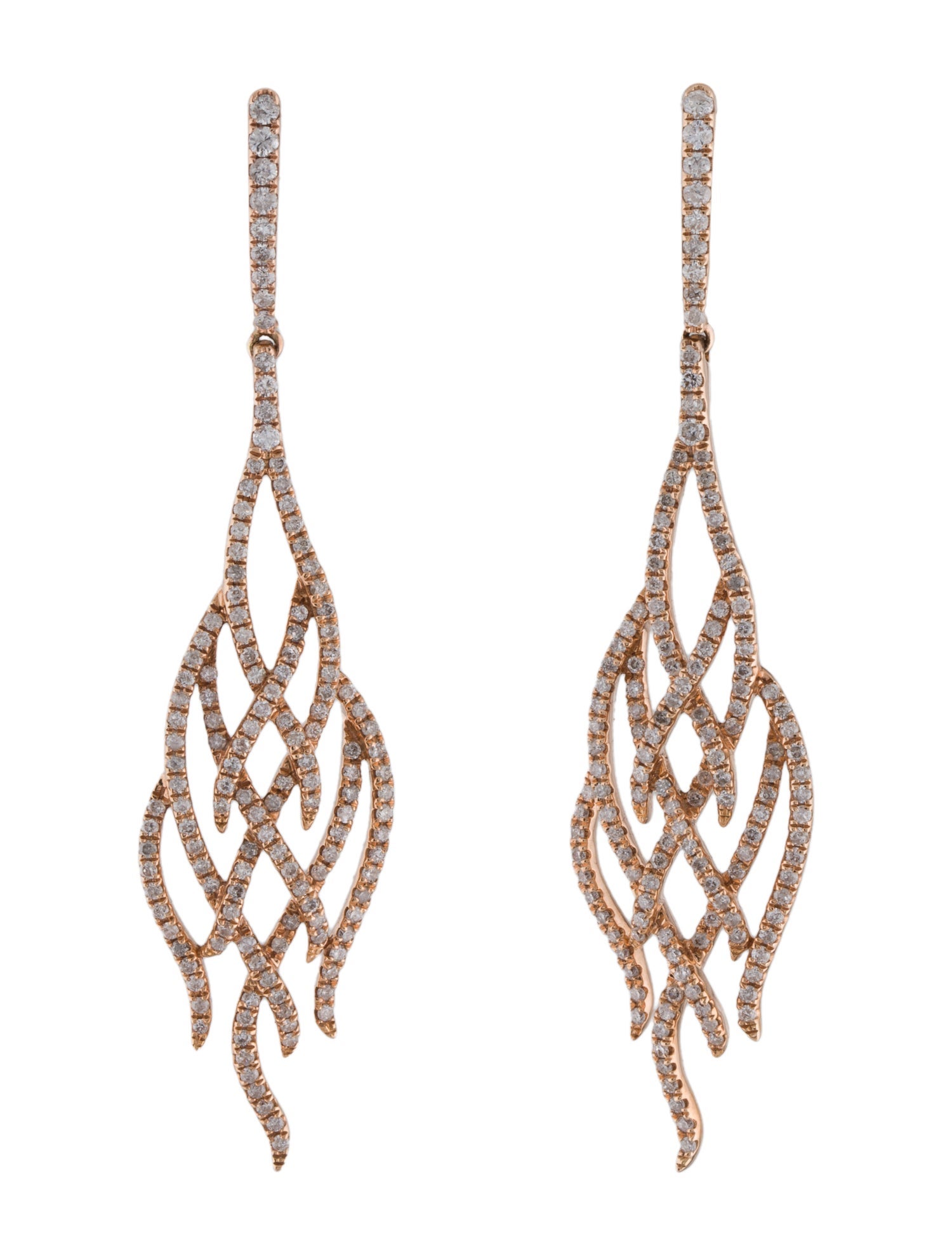 Earrings 14K Diamond Flame Drop