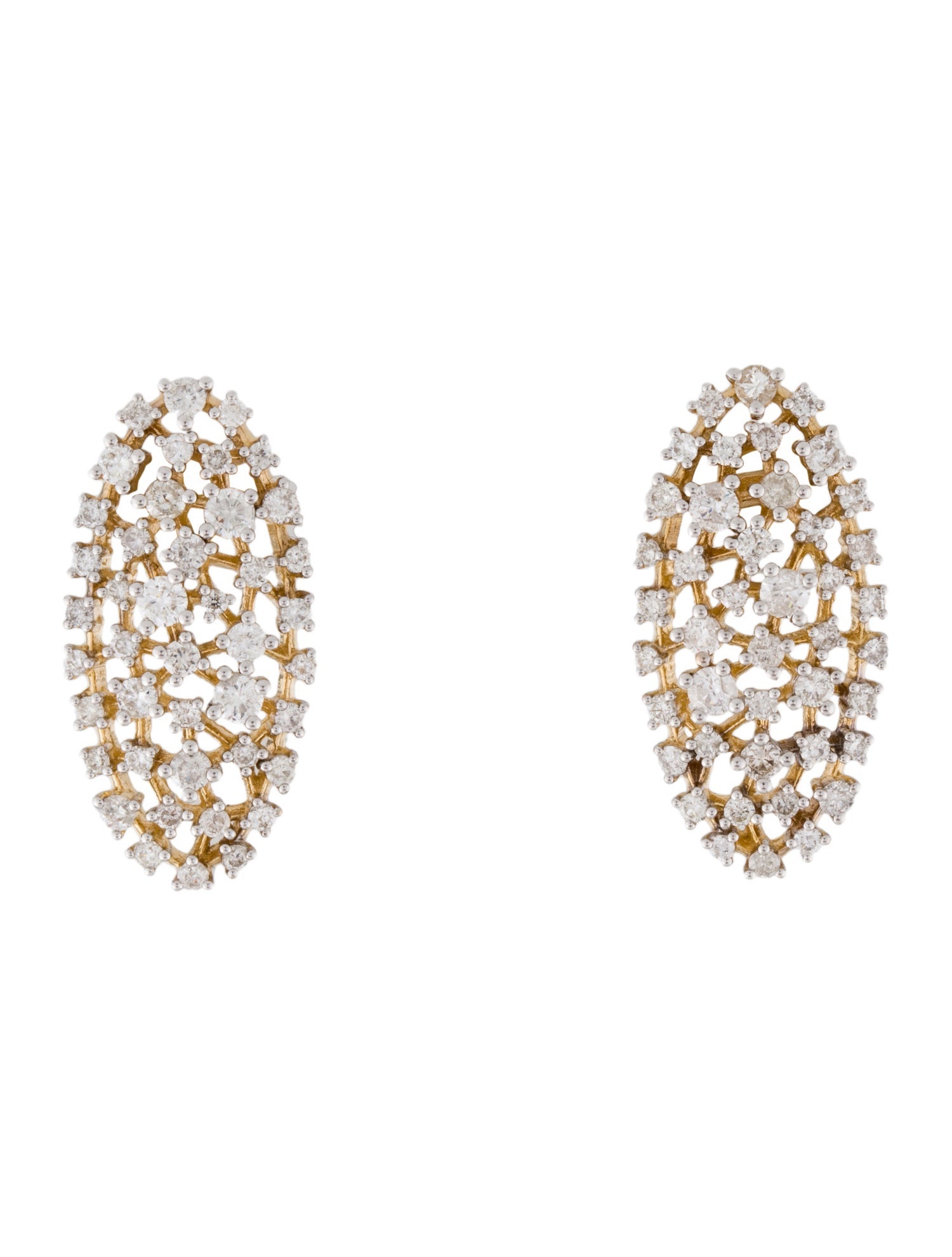 Earrings 14K Diamond Oval Drop