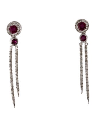 Earrings 14K Ruby & Diamond Drop Earrings