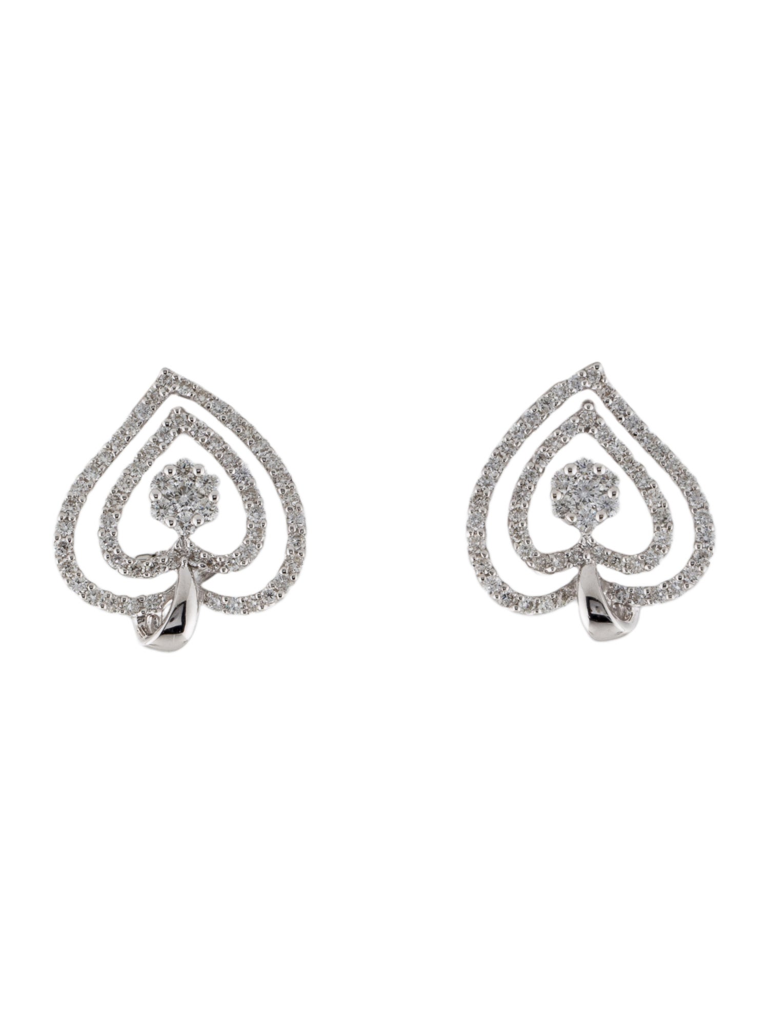 Earrings 18K 1.18ctw Diamond Cluster Leaf Earrings
