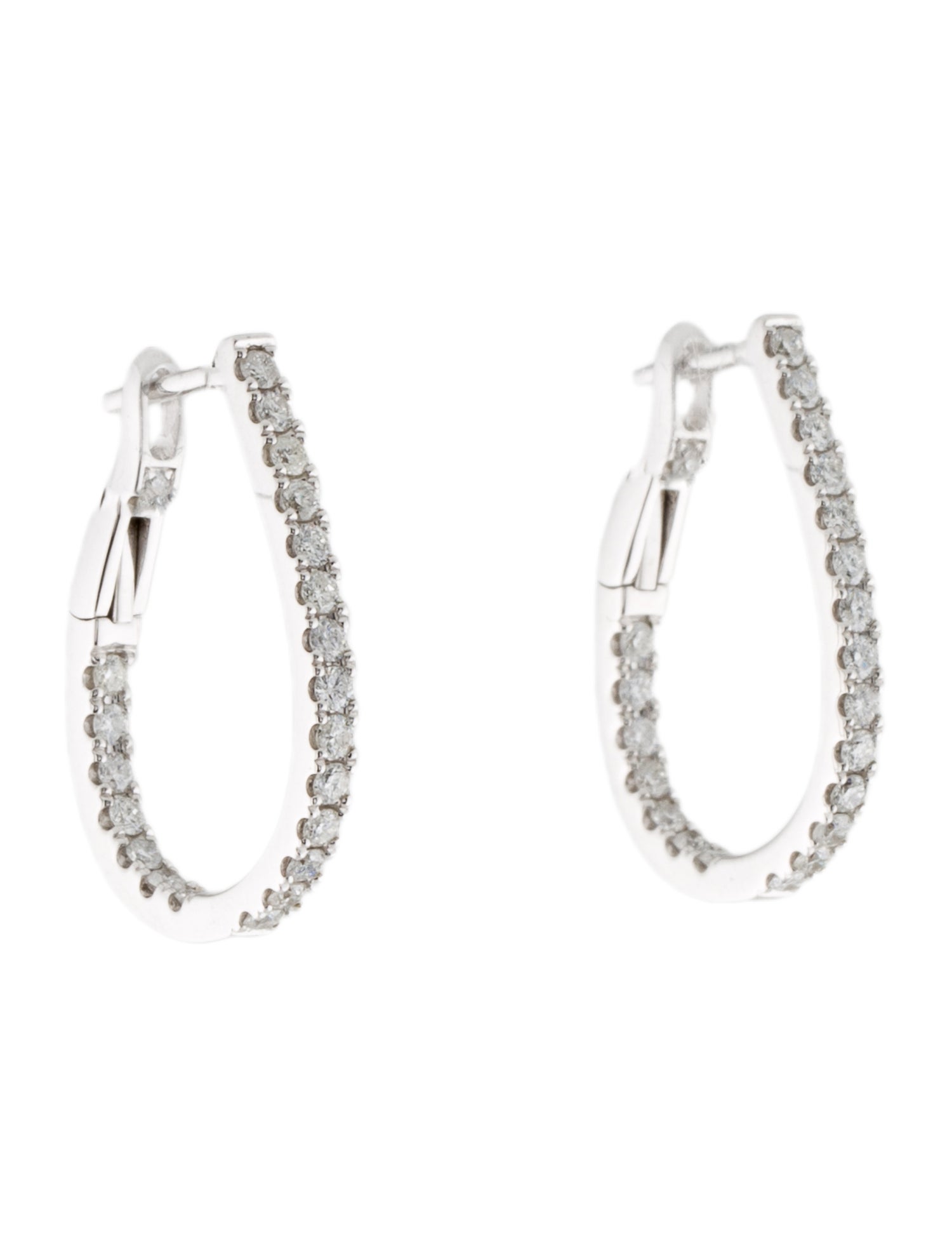 Earrings 14K Diamond Inside-Out Pear Shaped Hoop Earrings