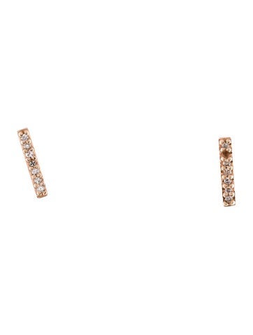 Earrings Stud 14K Diamond Bar Earring Studs