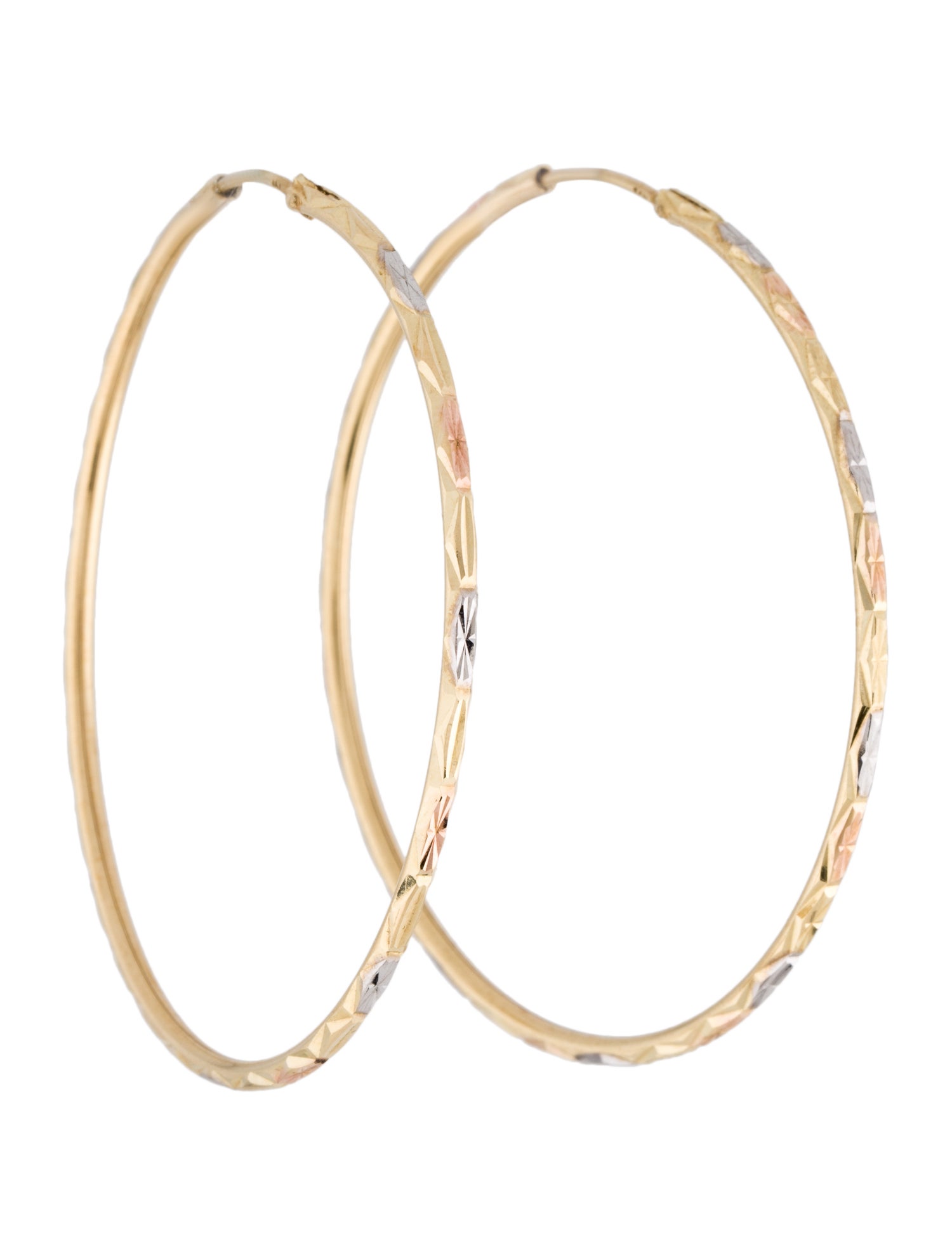 Earrings 14K Tri-Color Hoop Earrings
