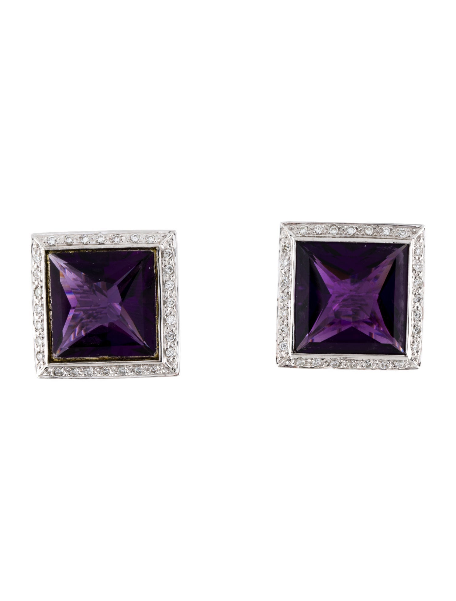 Earrings 14K Amethyst & Diamond Clip On Earrings