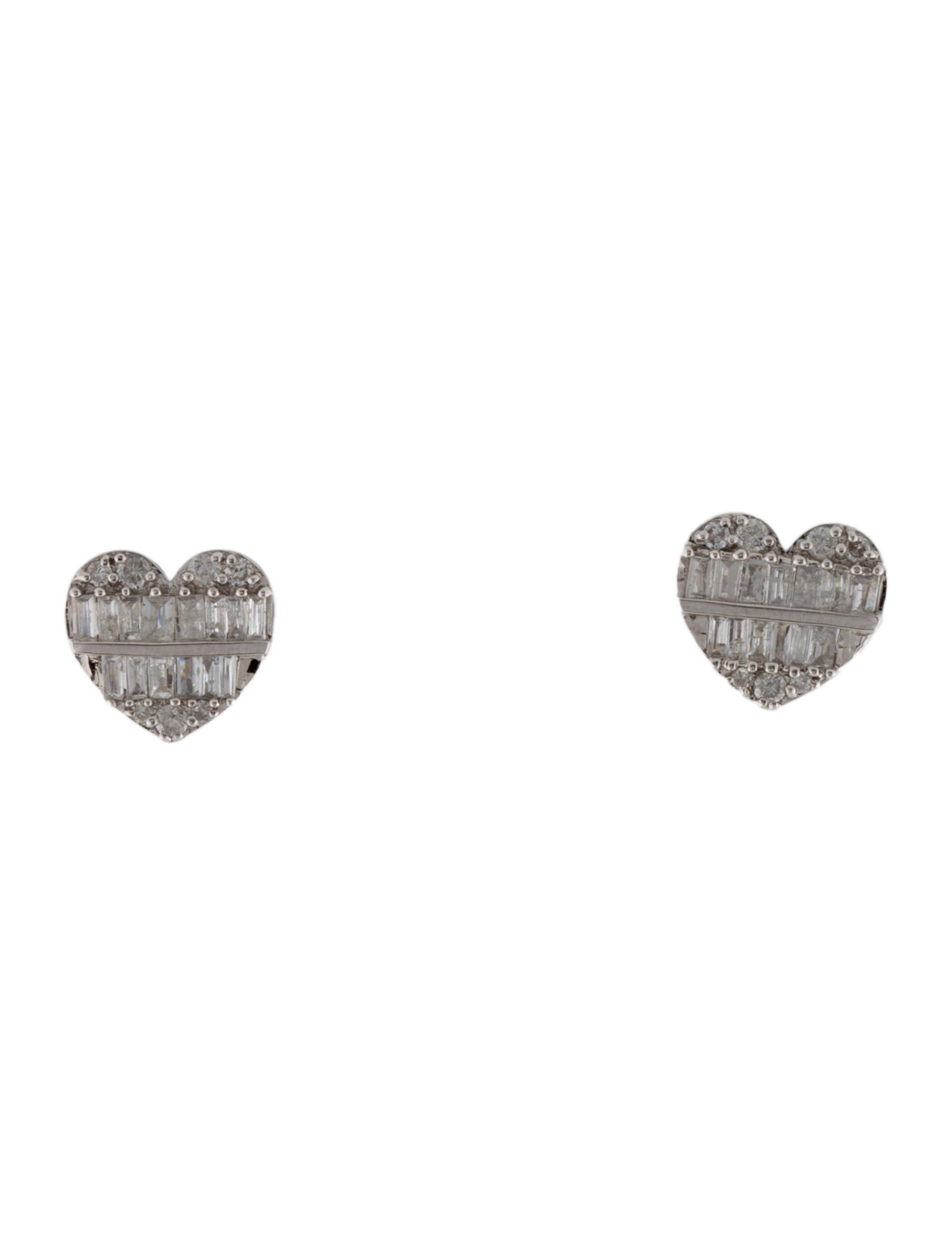 Earrings 14K Diamond Heart Stud Earrings