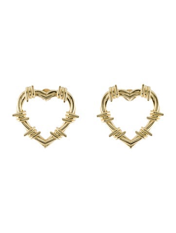 Earrings Hoop 14K Heart Barbed-Wire