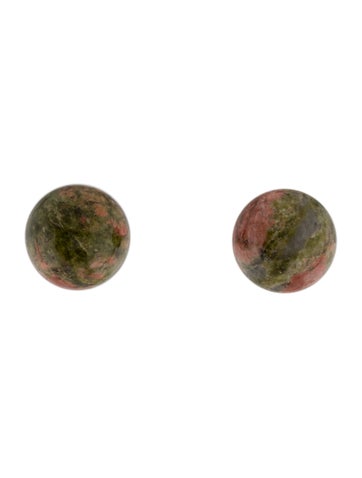 Earrings Stud 14K Unakite