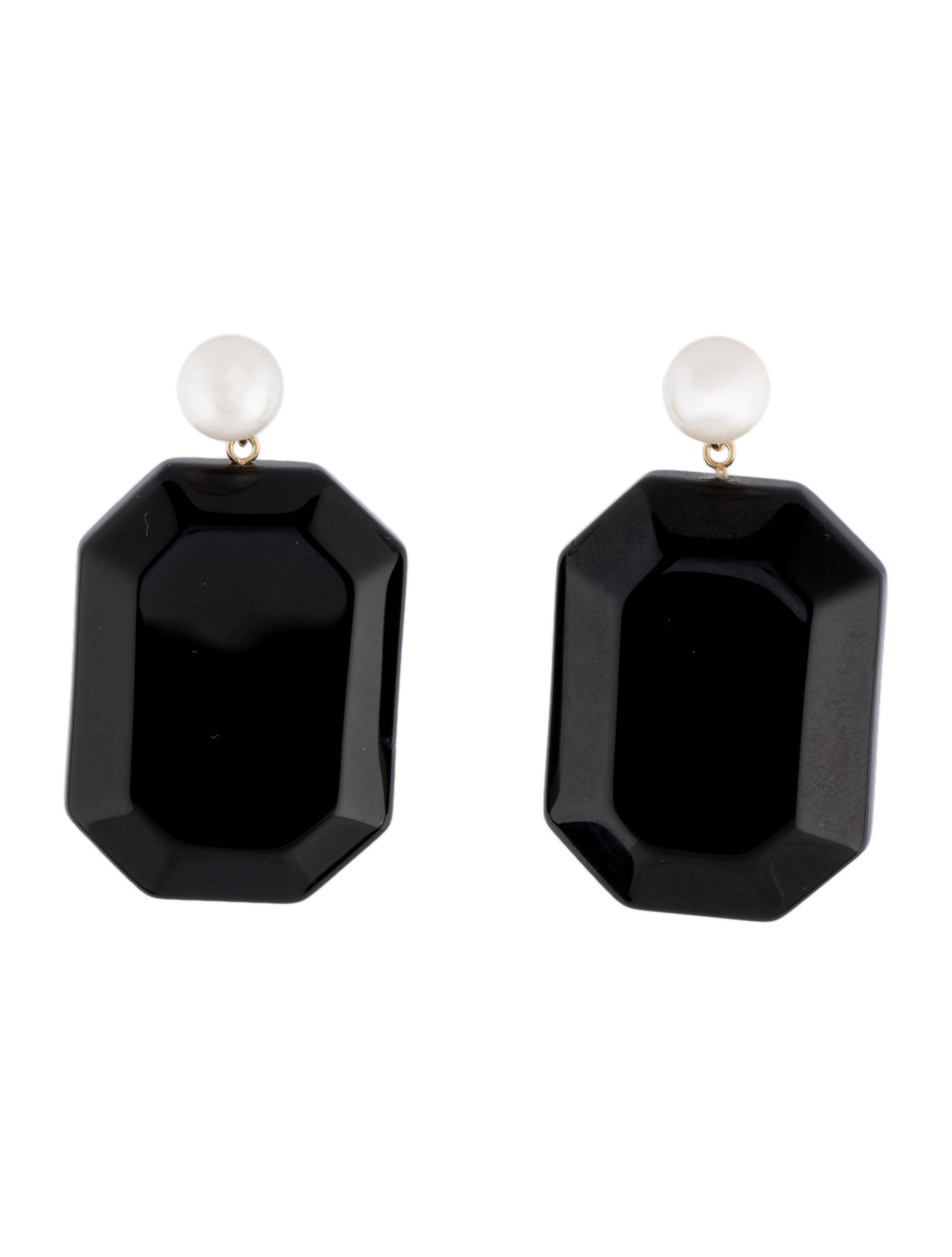Earrings 14K Pearl & Onyx Drop Earrings