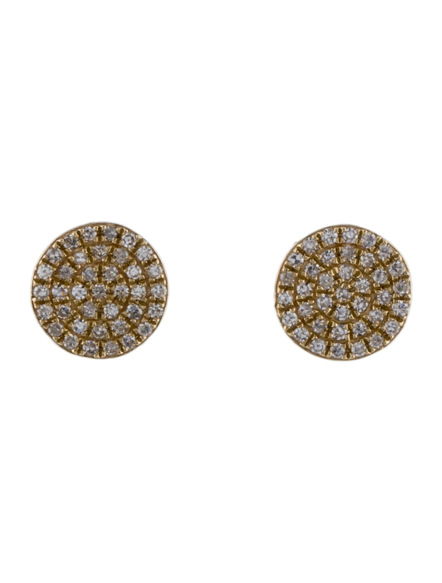 Earrings 14K Diamond Circle Disc Stud