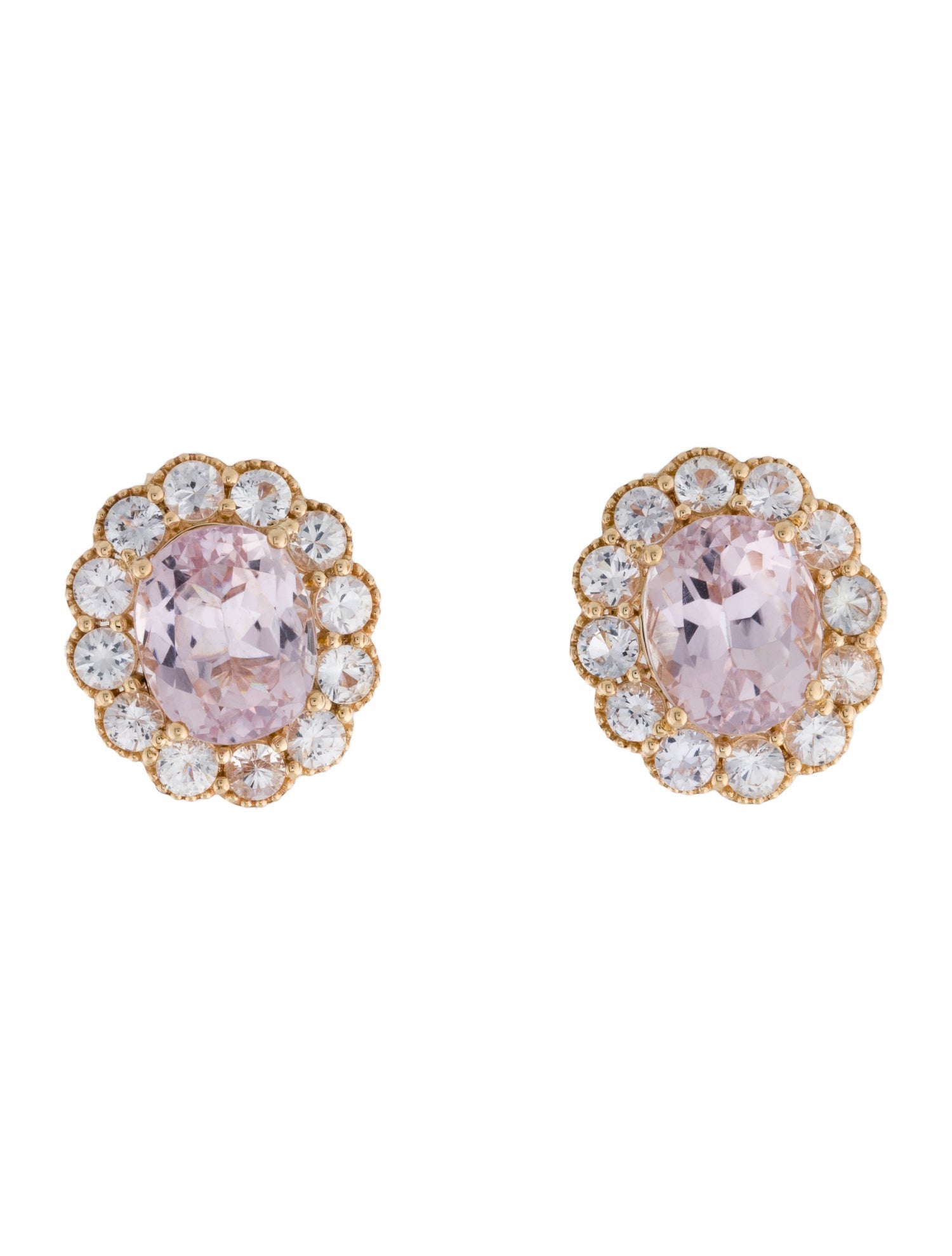 Earrings 14K 9.58ctw Kunzite & Sapphire Stud
